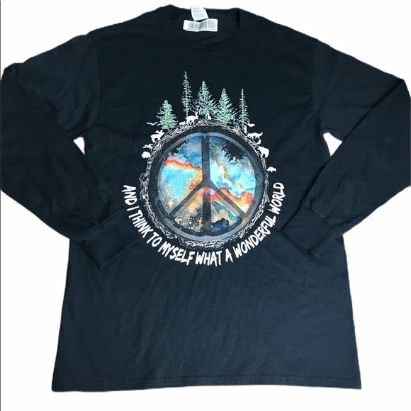 What a Wonderful World Long Sleeve Graphic Shirt M - Picture 1 of 6